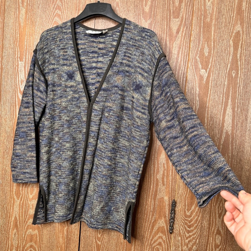 Alnoral Vintage 90s Wool Blend Knit Cardigan and Top Twin Set Blue Brown 1X USA - Picture 9 of 16